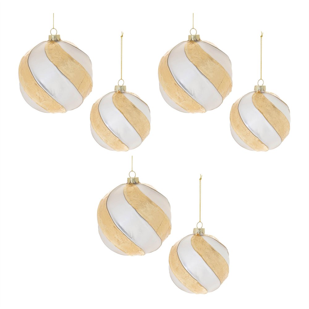 Set of Three Silver And Gold Glass Ball Ornaments HomeRoots