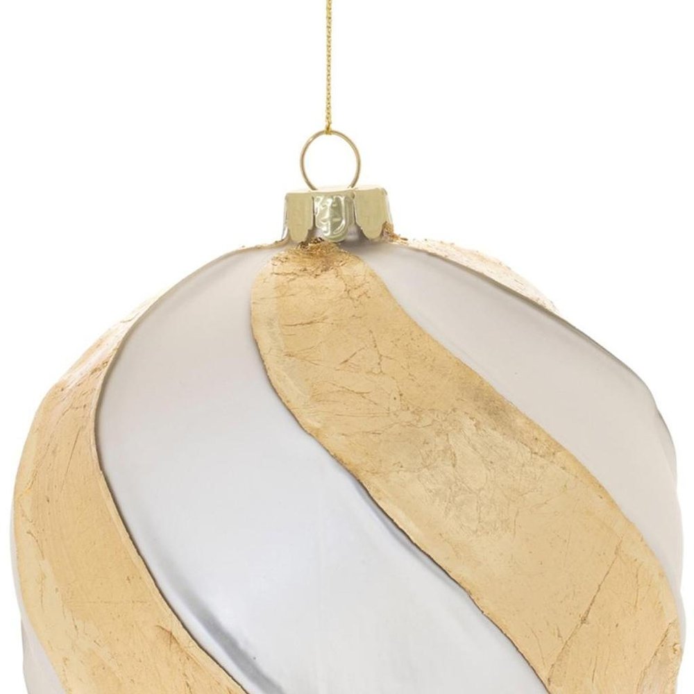 Set of Three Silver And Gold Glass Ball Ornaments HomeRoots