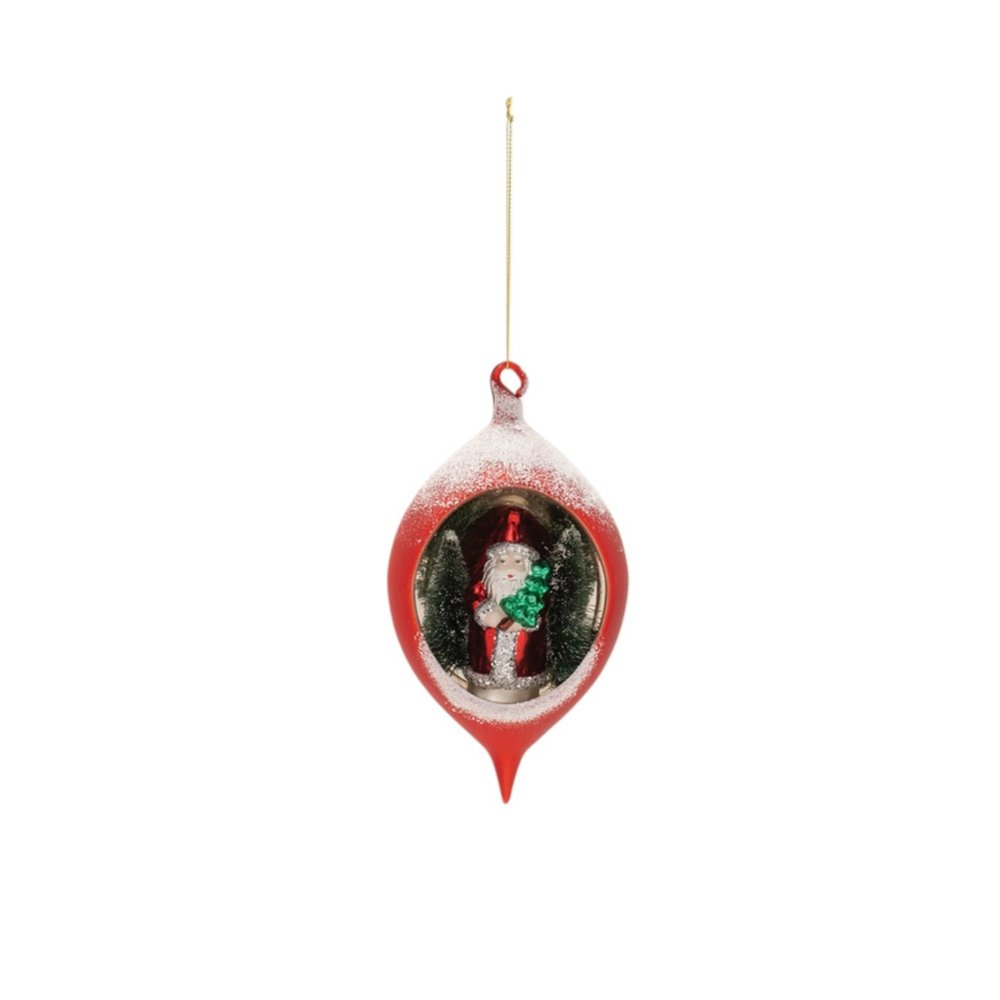 Set of Six Red White And Green Glass Hanging Figurine Ornaments HomeRoots