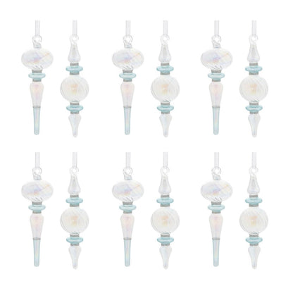 Set of Twelve Blue Glass Finial Ornaments HomeRoots