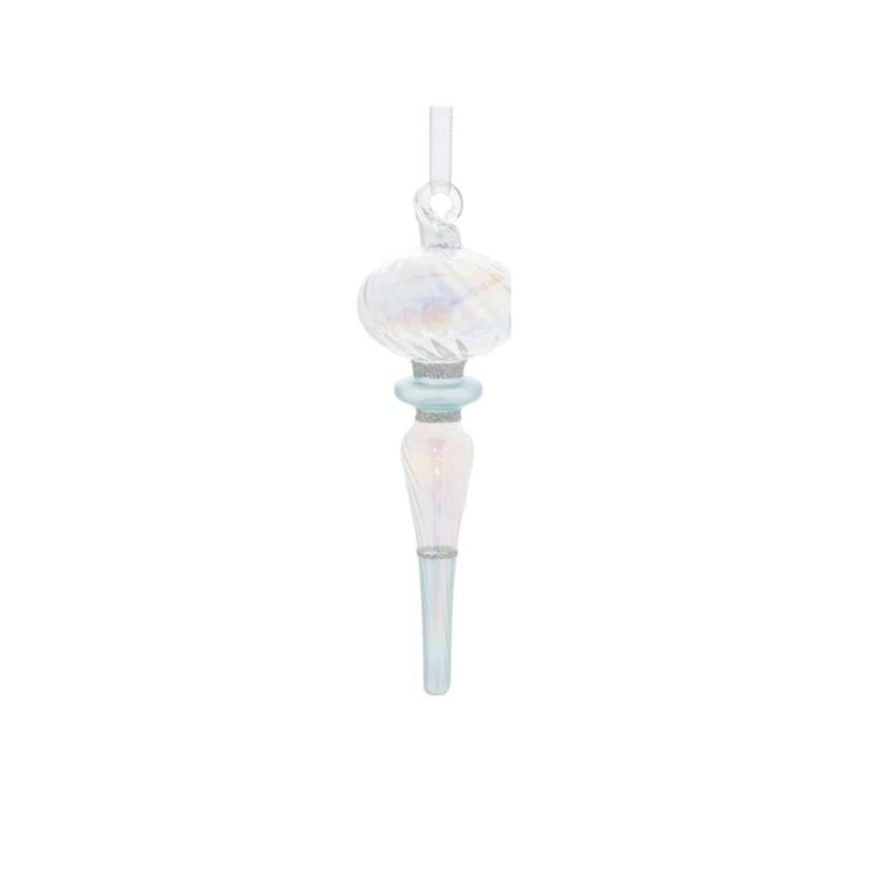 Set of Twelve Blue Glass Finial Ornaments HomeRoots