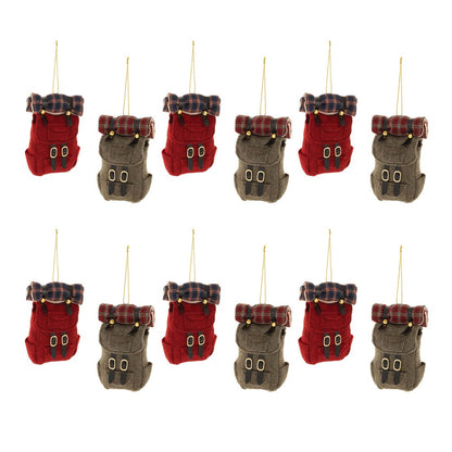 Set of Twelve Red Green And Brown Shatterproof Hanging Figurine Ornaments HomeRoots