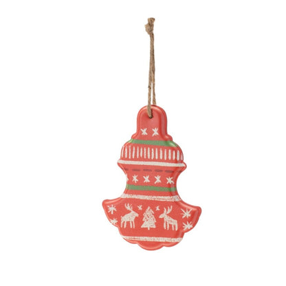Set of Four Red White And Green Shatterproof Iron Hanging Figurine Ornaments HomeRoots