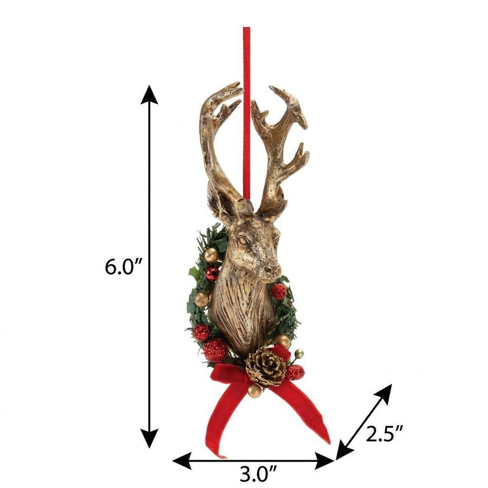 Set of Six Brown Red And Green Resin Hanging Figurine Ornaments HomeRoots
