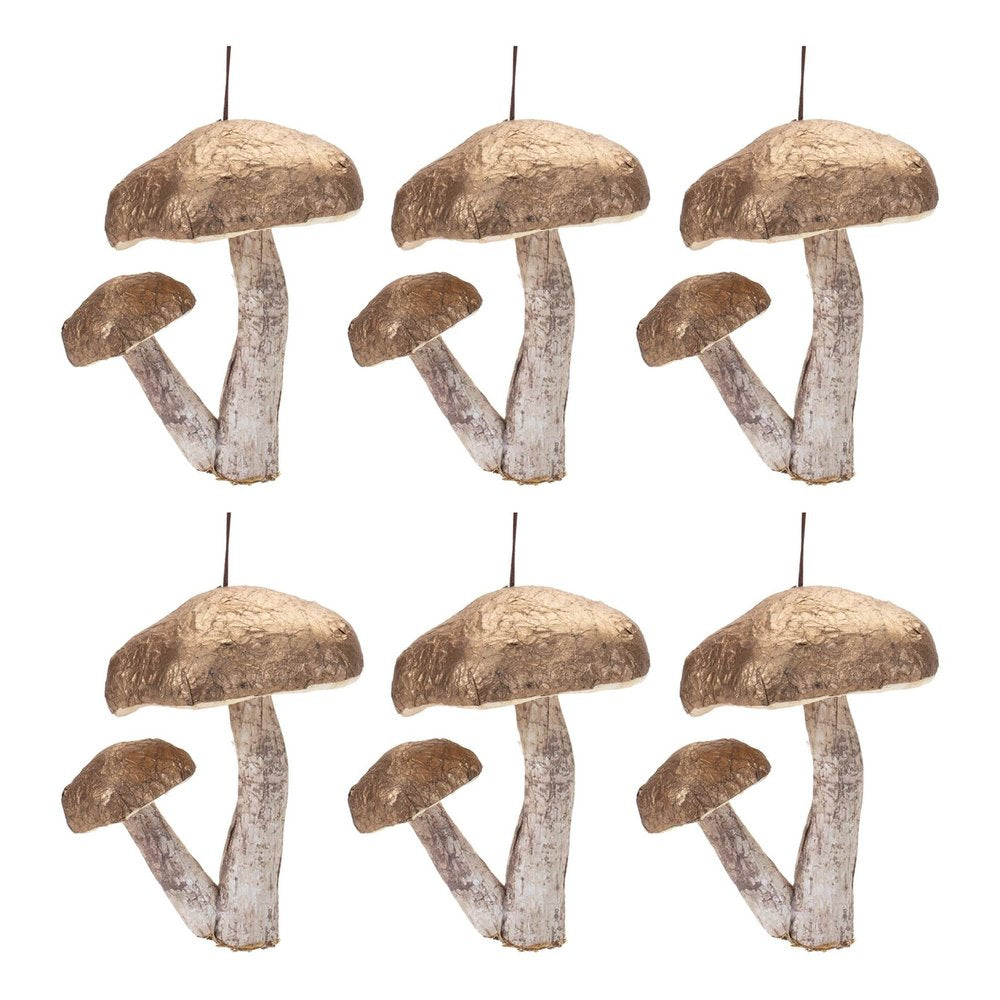 Set of Six Brown And Gray Shatterproof Paper Hanging Figurine Ornaments HomeRoots