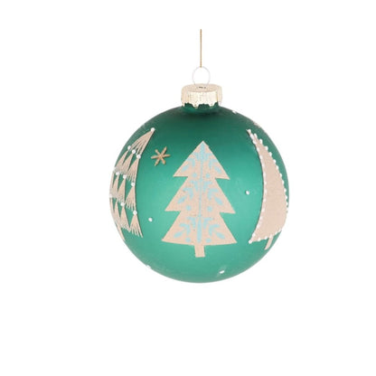 Set of Six Green And White Glass Ball Ornaments HomeRoots