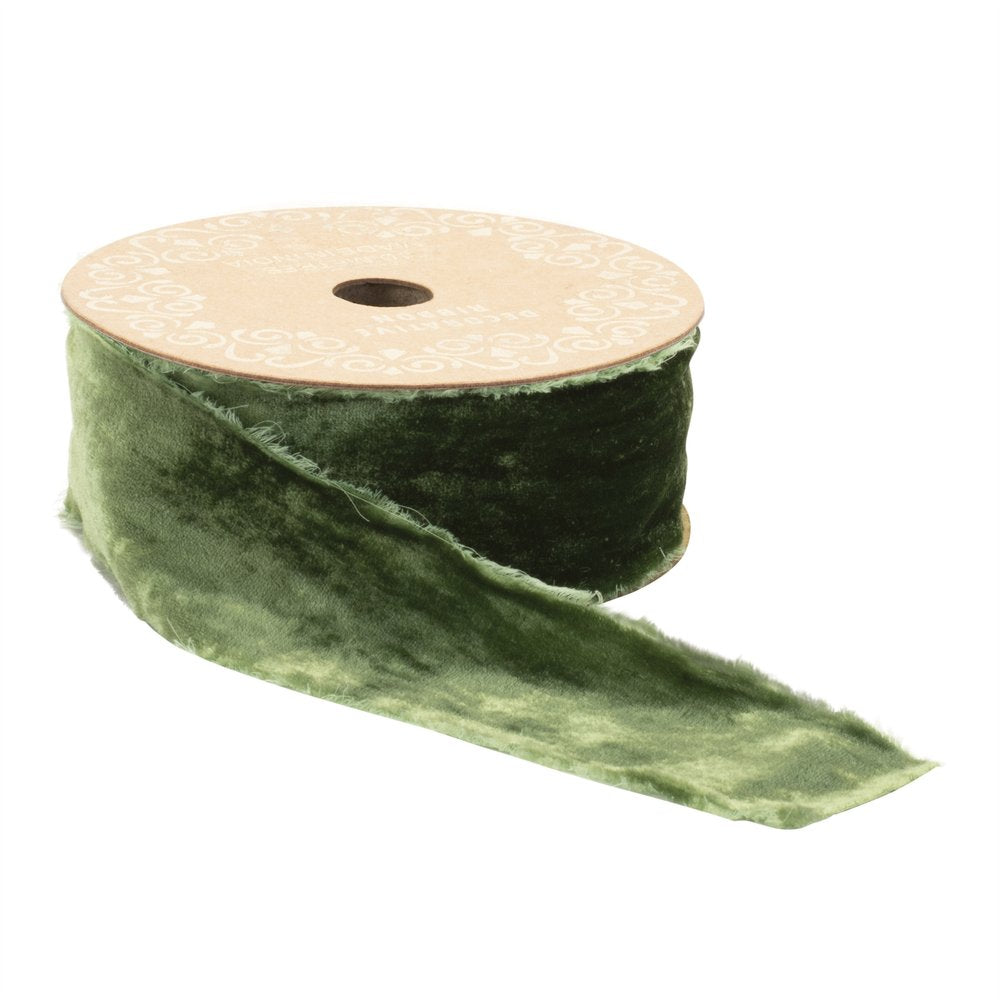 Raw Edge Velvet Ribbon 2" x 10 Yds. Shatterproof Rayon Ribbon HomeRoots