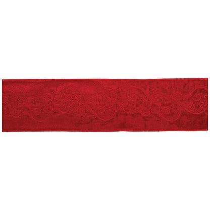 Ornate Embroidered Wired Ribbon 4" x 5 Yds. Shatterproof Ribbon HomeRoots
