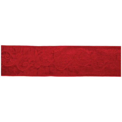 Ornate Embroidered Wired Ribbon 4" x 5 Yds. Shatterproof Ribbon HomeRoots