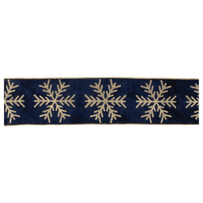 Glittered Snowflake Wired Ribbon 4" x 5 Yds. Shatterproof Ribbon HomeRoots