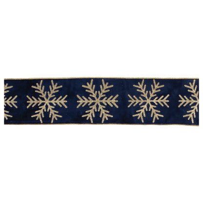 Glittered Snowflake Wired Ribbon 4" x 5 Yds. Shatterproof Ribbon HomeRoots