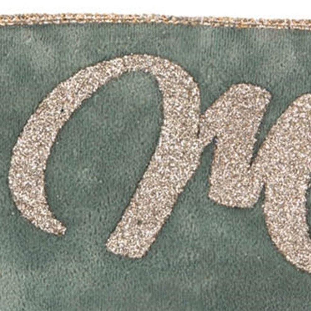 4" Green And Gold Glittered Merry Christmas Wired Ribbon HomeRoots