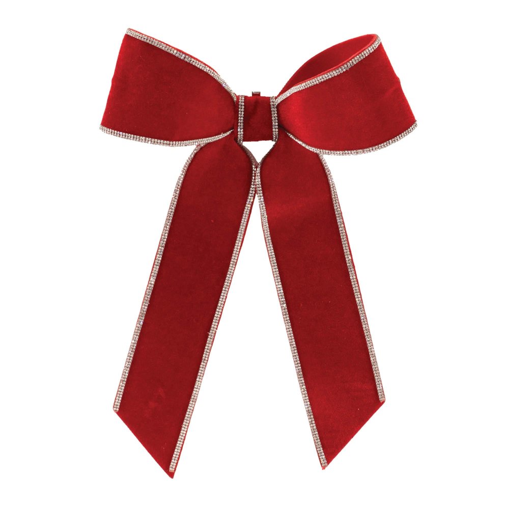 Set of Two Red And Silver Shatterproof Bows HomeRoots
