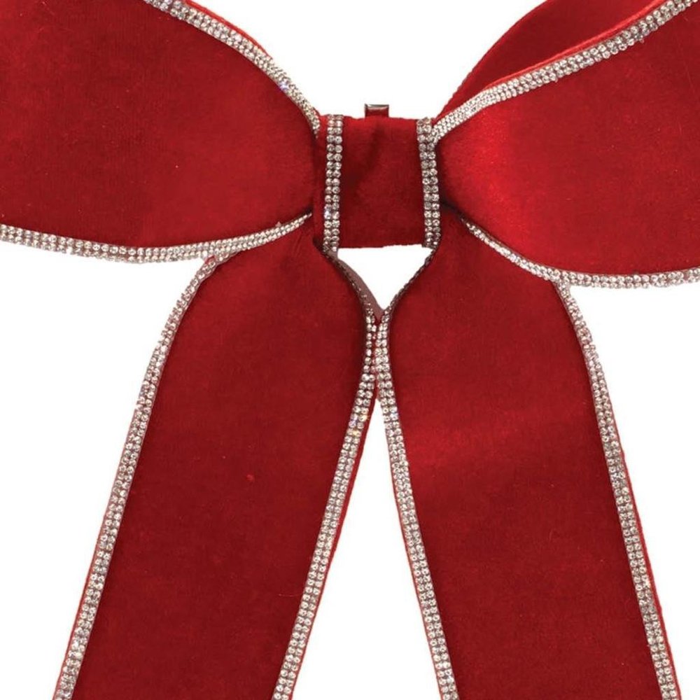 Set of Two Red And Silver Shatterproof Bows HomeRoots
