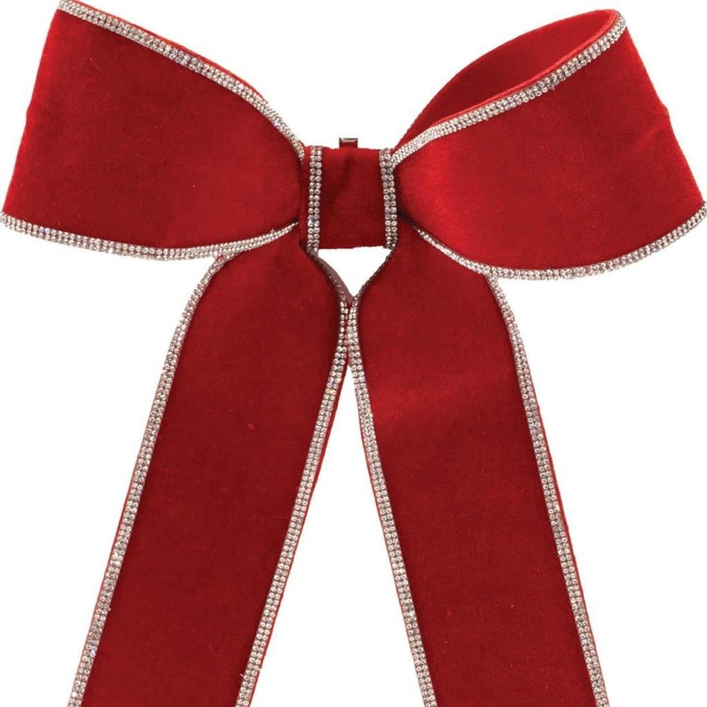 Set of Two Red And Silver Shatterproof Bows HomeRoots