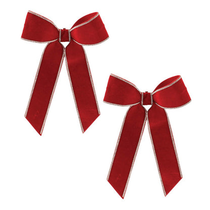 Set of Two Red And Silver Shatterproof Bows HomeRoots