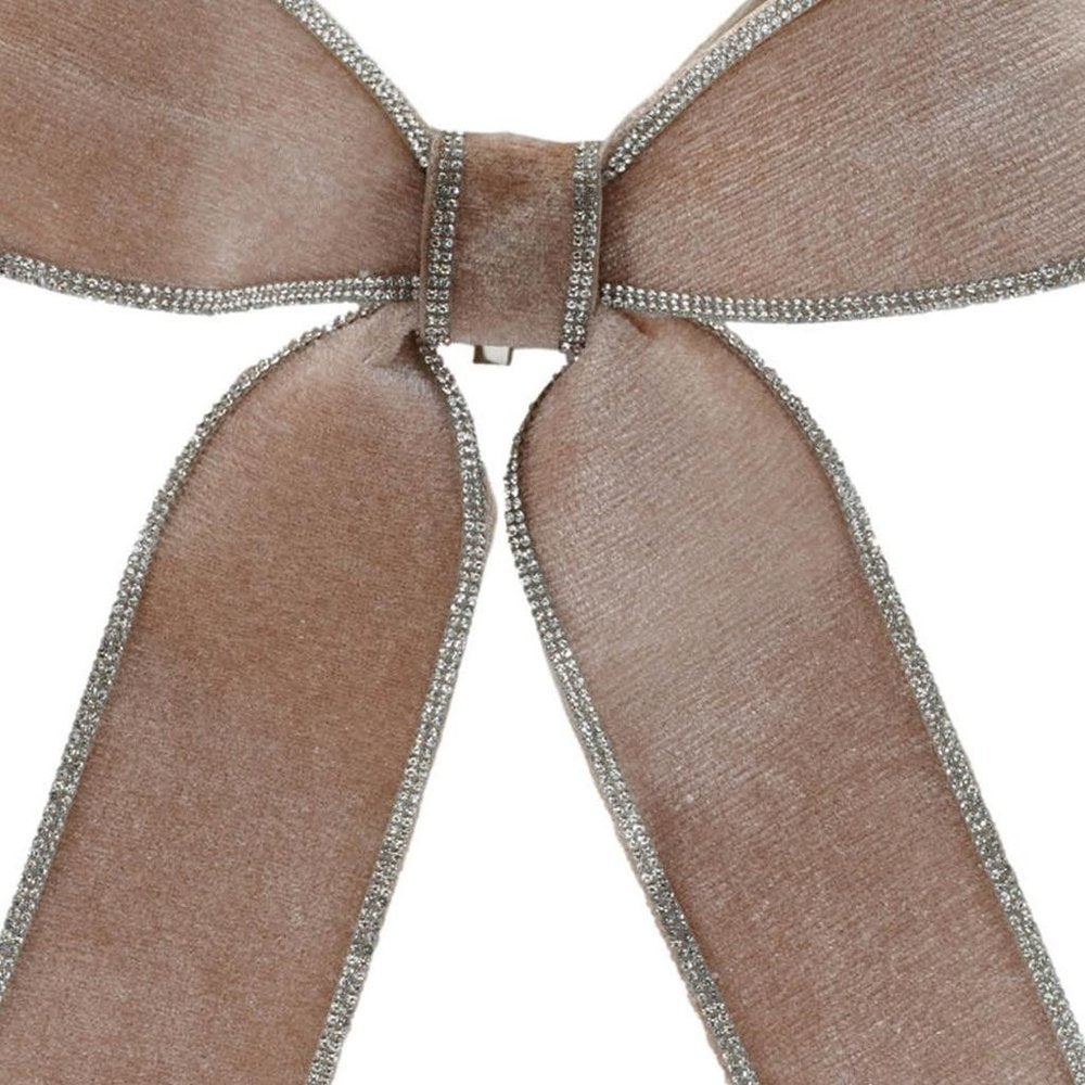 Set of Two Beige And Gray Shatterproof Bows HomeRoots