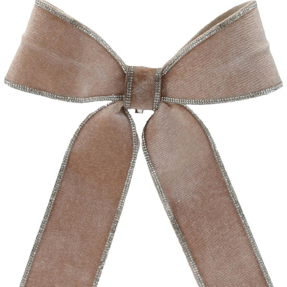 Set of Two Beige And Gray Shatterproof Bows HomeRoots