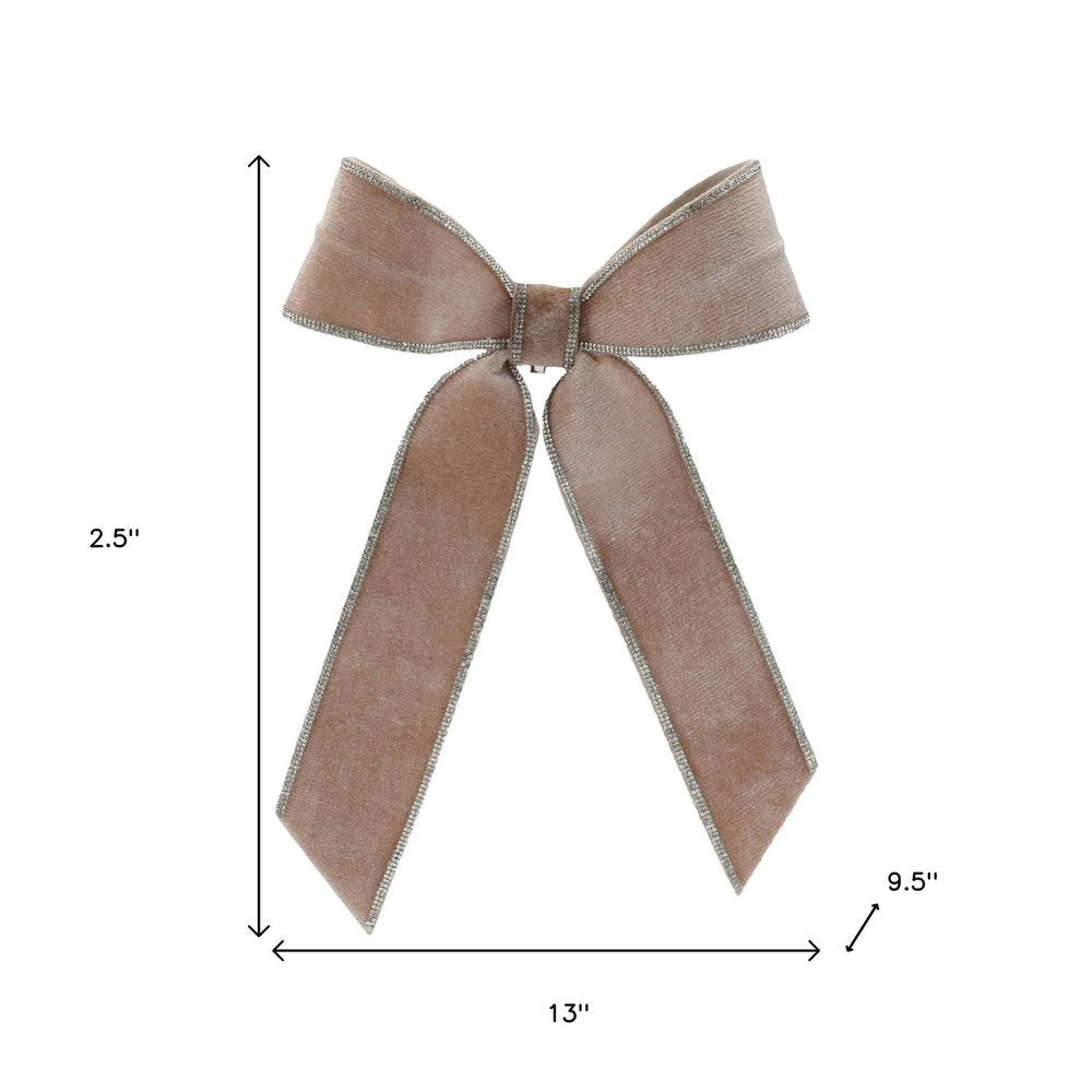 Set of Two Beige And Gray Shatterproof Bows HomeRoots