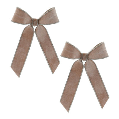 Set of Two Beige And Gray Shatterproof Bows HomeRoots