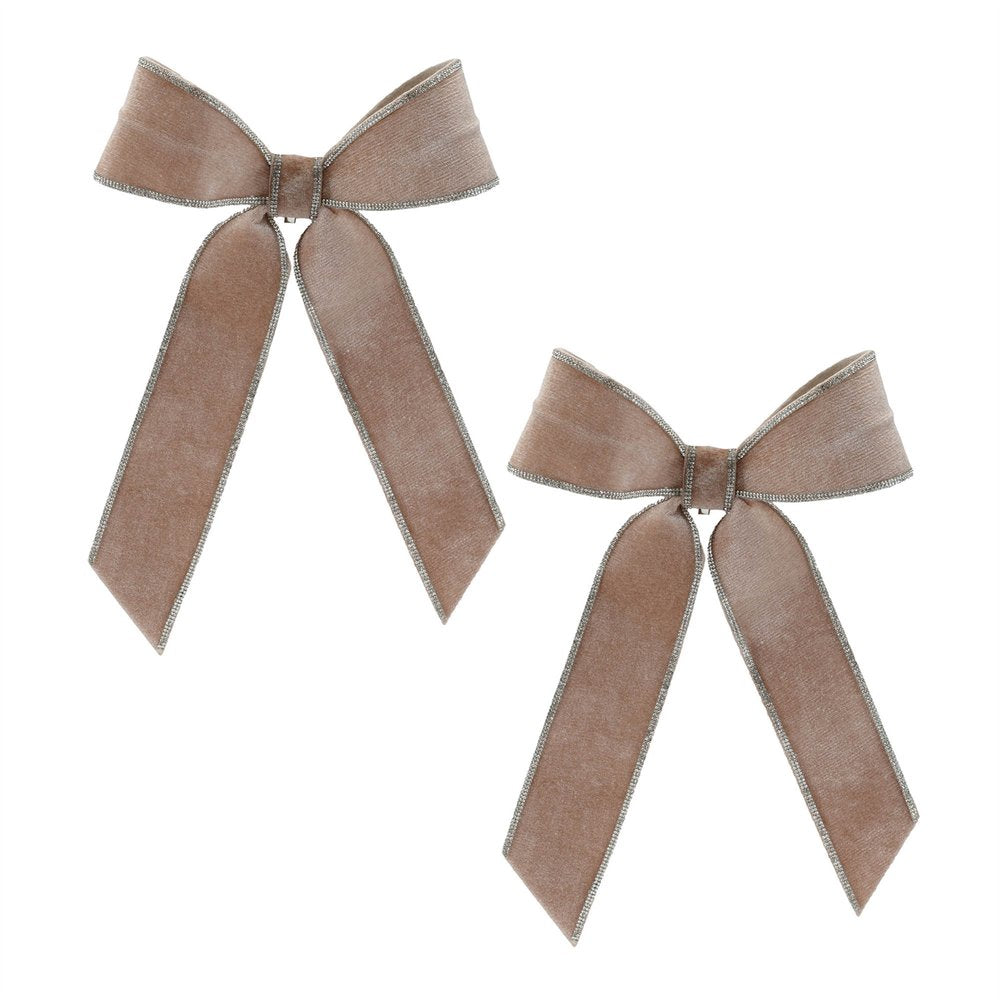 Set of Two Beige And Gray Shatterproof Bows HomeRoots