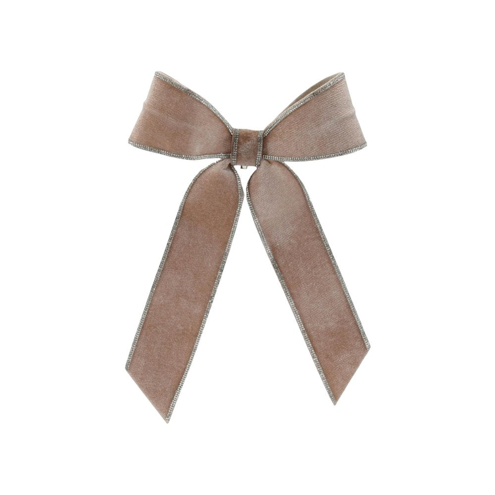 Set of Two Beige And Gray Shatterproof Bows HomeRoots