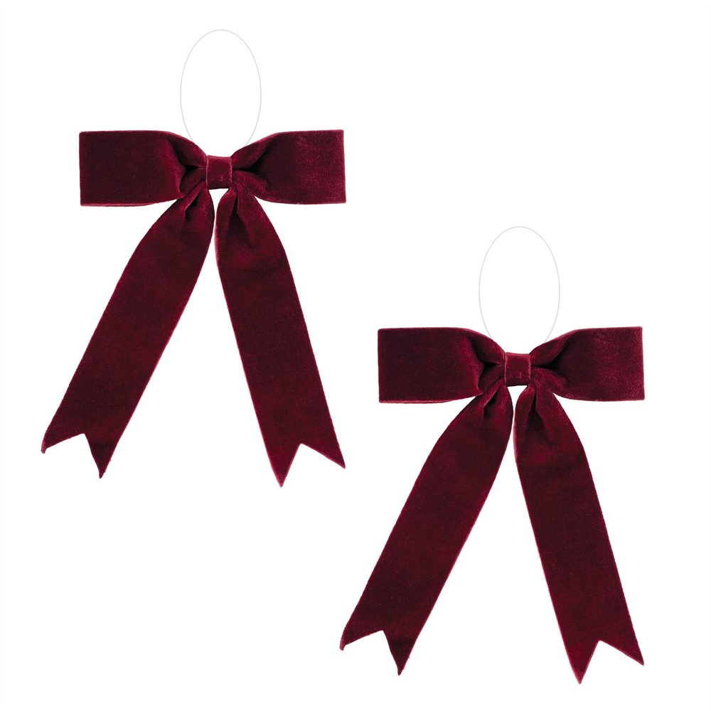 Set of Two Red Shatterproof Bows HomeRoots