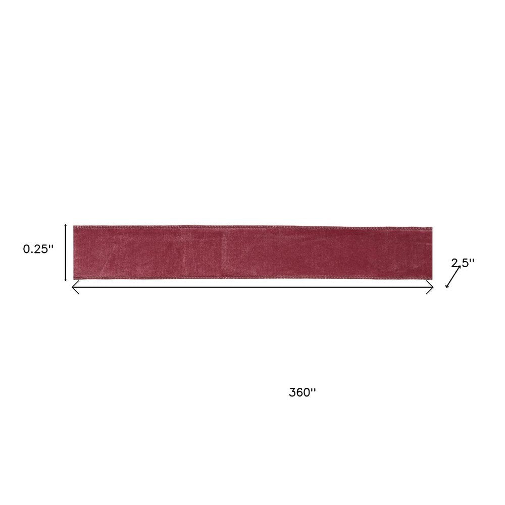 Mauve Red Wired Ribbon 2.5" x 10 Yds. Shatterproof Ribbon HomeRoots