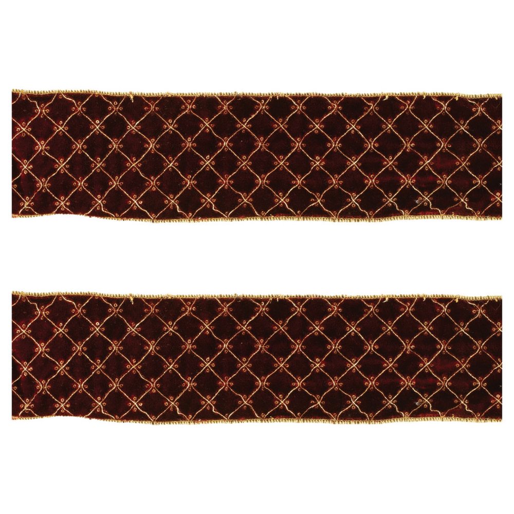Set of Two Red And Gold Shatterproof Ribbons HomeRoots