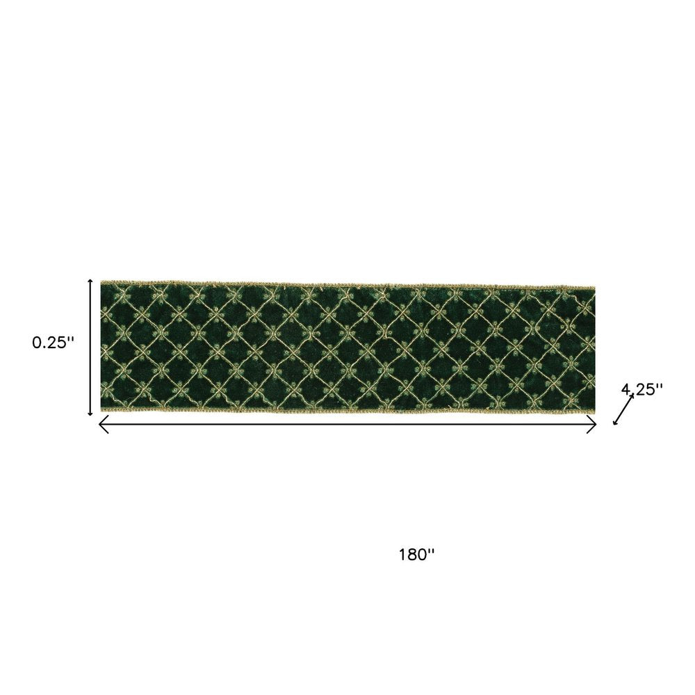 Set of Two Green And Gold Shatterproof Ribbons HomeRoots
