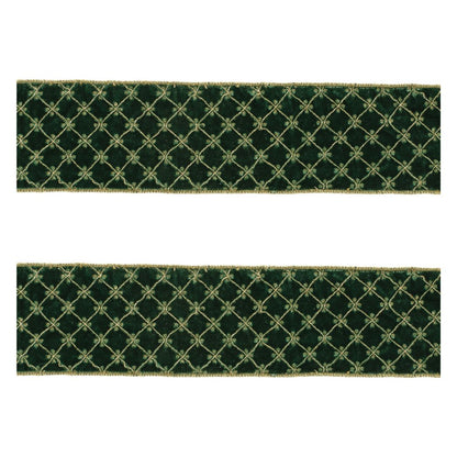 Set of Two Green And Gold Shatterproof Ribbons HomeRoots