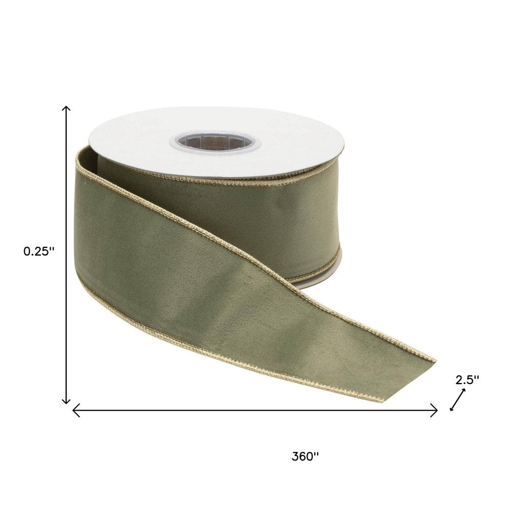 Set of Two Green And Gold Shatterproof Ribbons HomeRoots