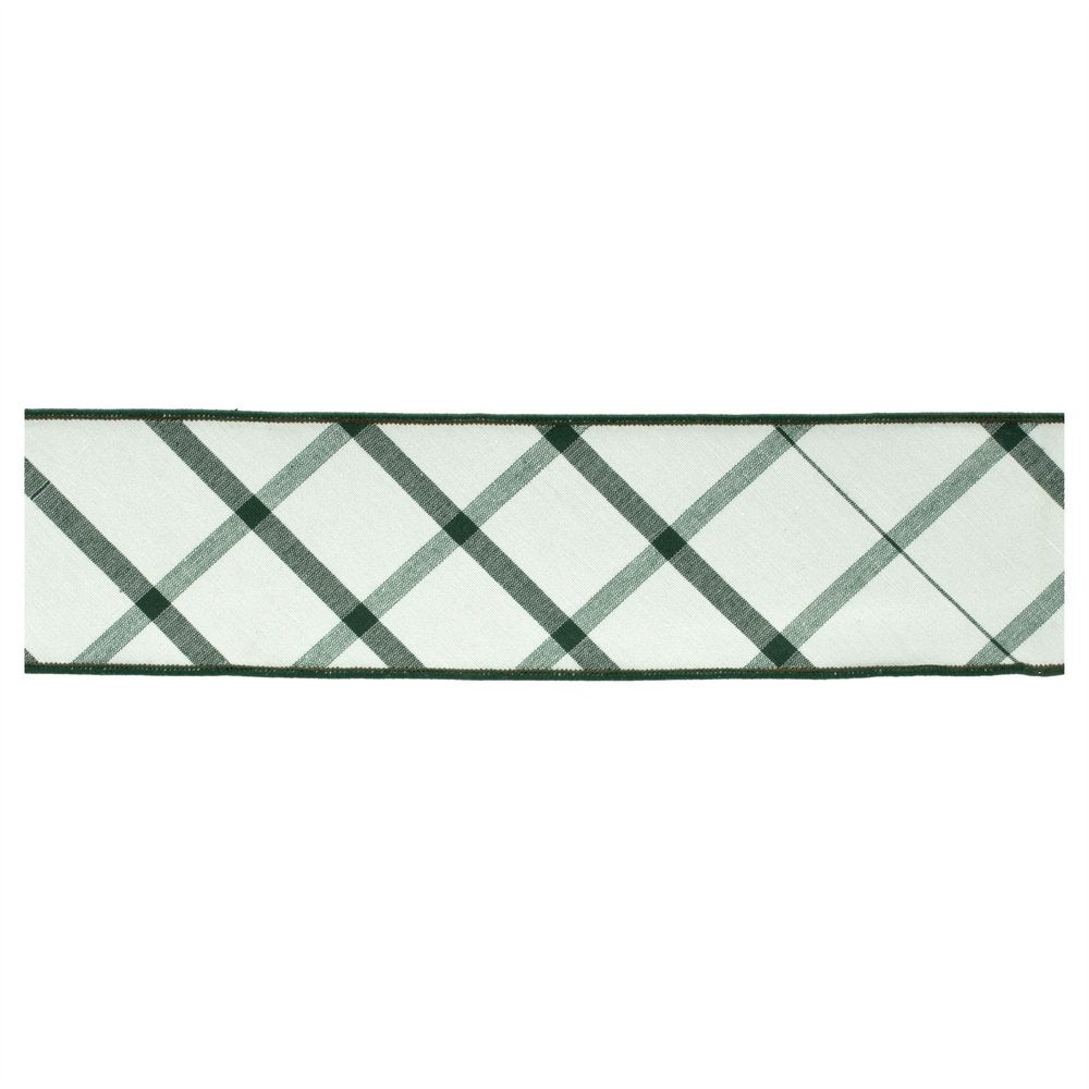 Plaid Wired Ribbon 4" x 5 Yds Shatterproof Cotton Ribbon HomeRoots