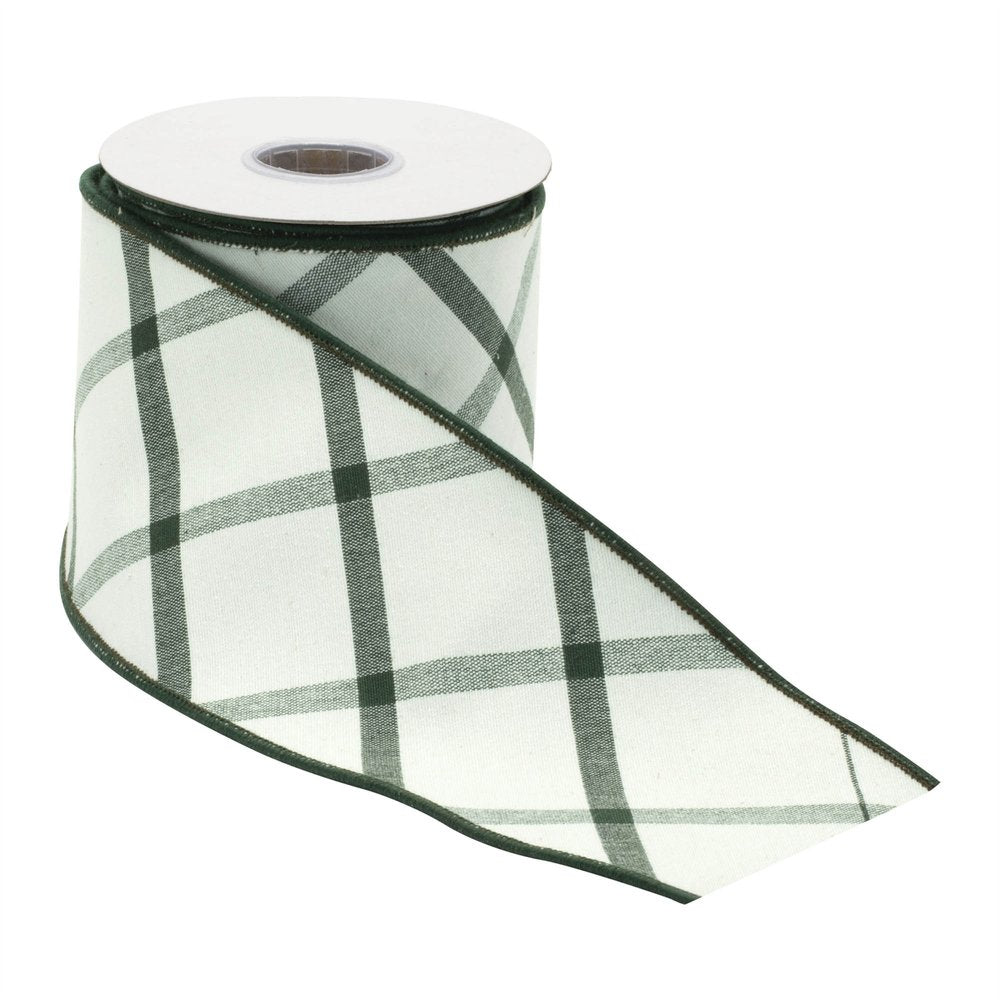 Plaid Wired Ribbon 4" x 5 Yds Shatterproof Cotton Ribbon HomeRoots
