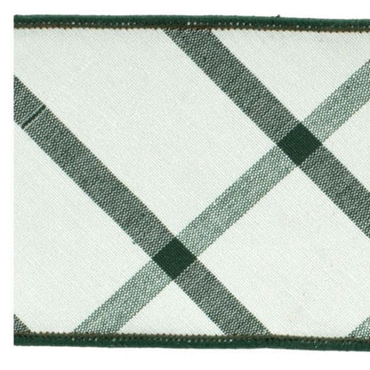 Plaid Wired Ribbon 4" x 5 Yds Shatterproof Cotton Ribbon HomeRoots