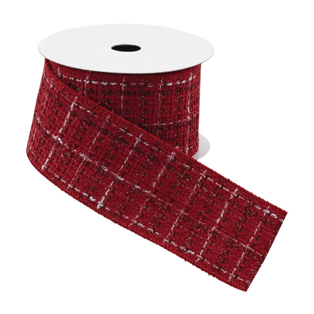 Tattersall Plaid Wired Ribbon 2.5" x 5 Yds. Shatterproof Ribbon HomeRoots