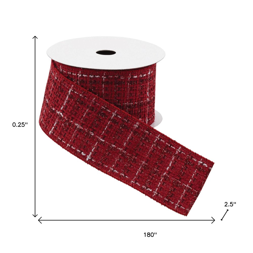 Tattersall Plaid Wired Ribbon 2.5" x 5 Yds. Shatterproof Ribbon HomeRoots