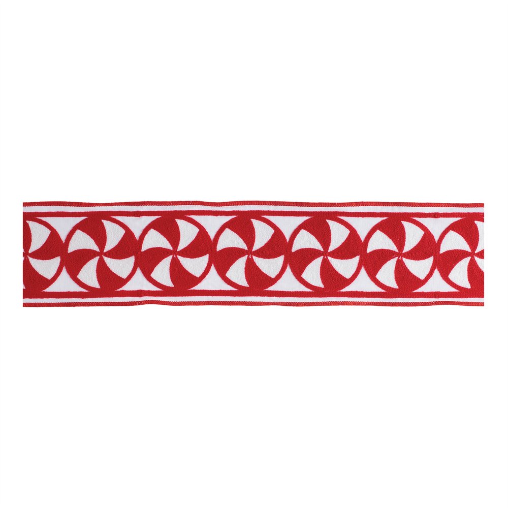 Embroidered Peppermint Wired Ribbon 4" x 5 Yds. Shatterproof Cotton Ribbon HomeRoots