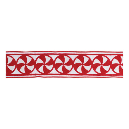 Embroidered Peppermint Wired Ribbon 4" x 5 Yds. Shatterproof Cotton Ribbon HomeRoots
