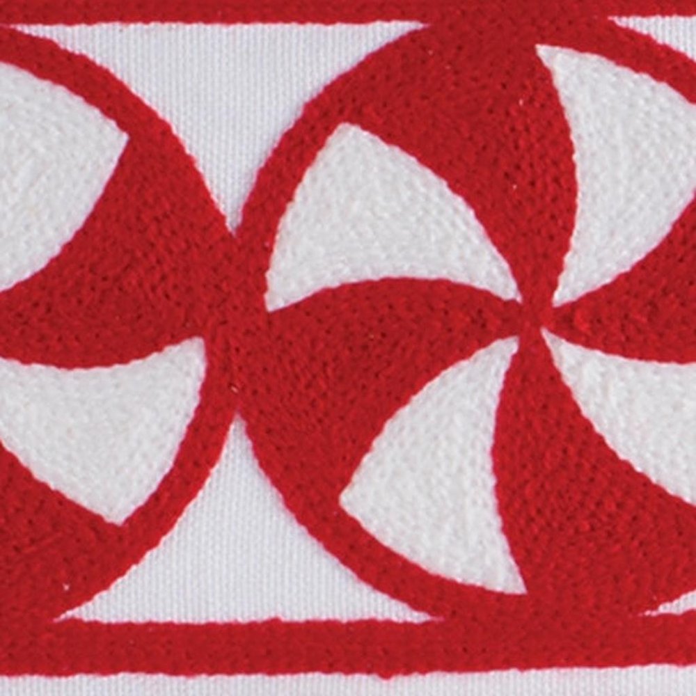 Embroidered Peppermint Wired Ribbon 4" x 5 Yds. Shatterproof Cotton Ribbon HomeRoots