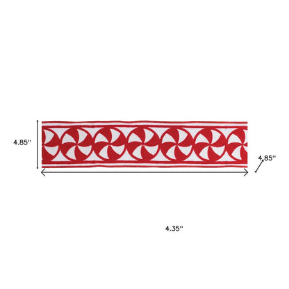 Embroidered Peppermint Wired Ribbon 4" x 5 Yds. Shatterproof Cotton Ribbon HomeRoots