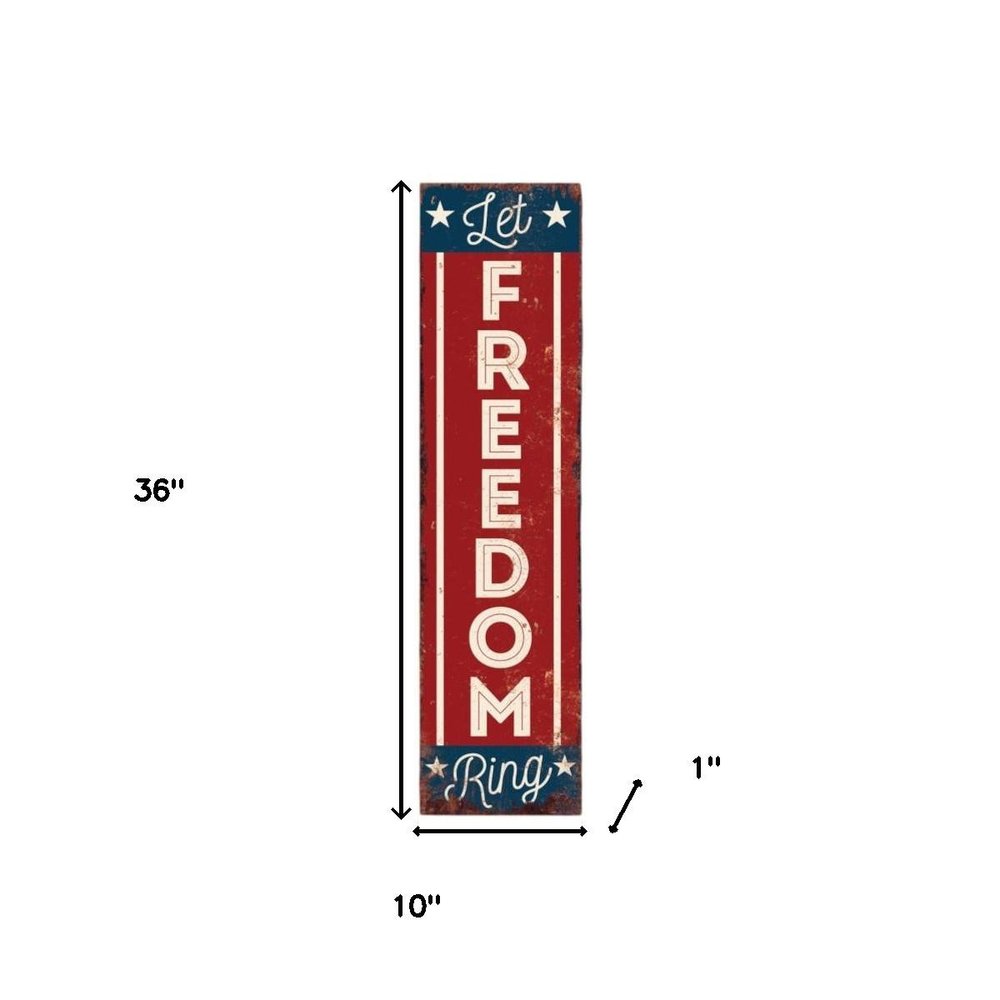 36" Red White And Blue Americana Solid Wood Welcome Reversible Porch Sign HomeRoots