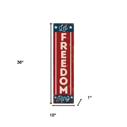 36" Red White And Blue Americana Solid Wood Welcome Reversible Porch Sign HomeRoots