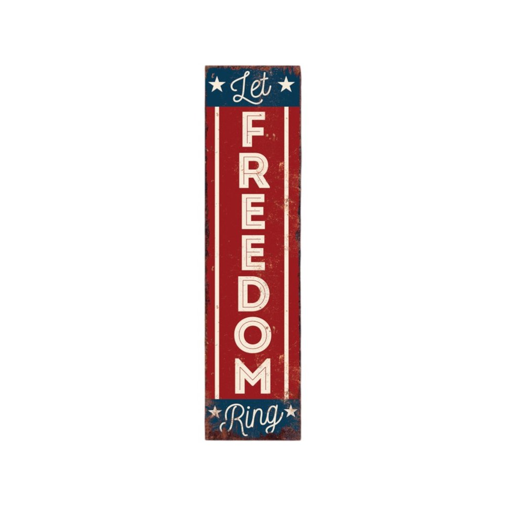 36" Red White And Blue Americana Solid Wood Welcome Reversible Porch Sign HomeRoots