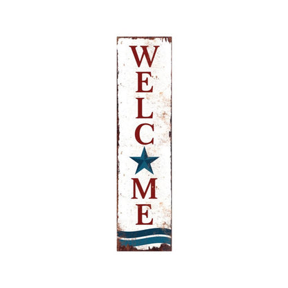 36" Red White And Blue Americana Solid Wood Welcome Reversible Porch Sign HomeRoots