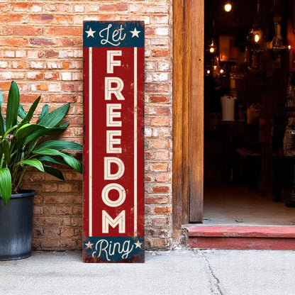 36" Red White And Blue Americana Solid Wood Welcome Reversible Porch Sign HomeRoots