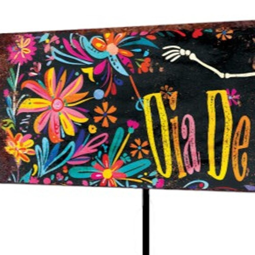 36" Black Cinco de Mayo Solid Wood Garden Stake HomeRoots