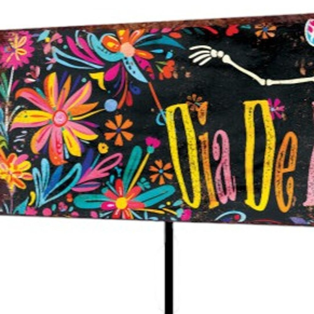 36" Black Cinco de Mayo Solid Wood Garden Stake HomeRoots