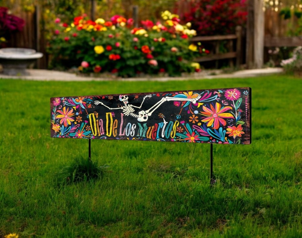 36" Black Cinco de Mayo Solid Wood Garden Stake HomeRoots