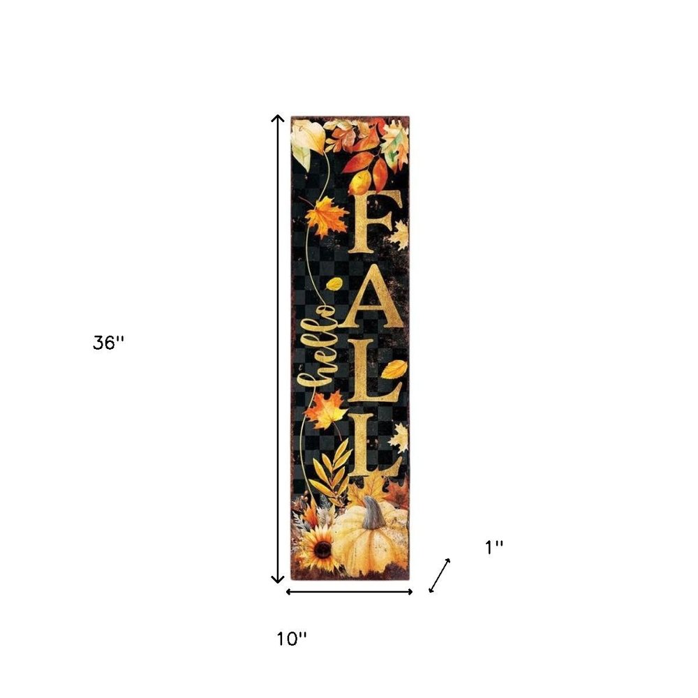 36" Black Gold And Orange Halloween Skeleton Solid Wood Porch Sign HomeRoots